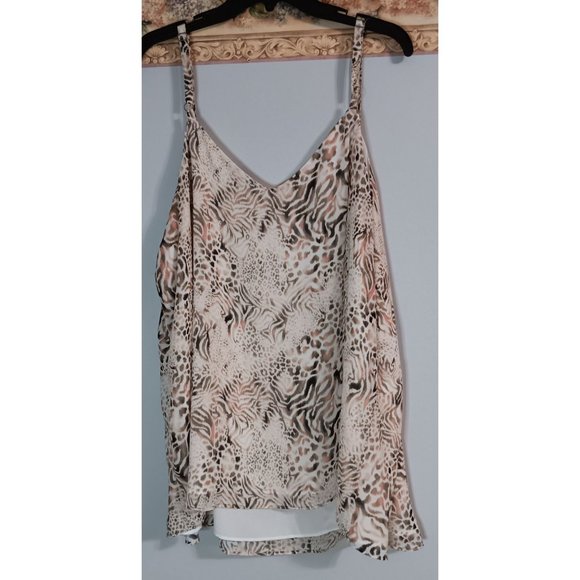 Torrid 3 Sophie Chiffon Double Layer Flowy Animal Casual Occasion Cami Tank Top - Picture 4 of 4
